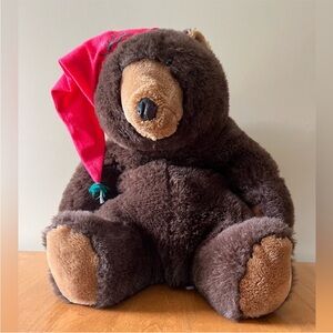 Felix Plush Bear Red Hat, Singi, Vintage, 16" W/Pom Pom Plush Hat, From Filenes